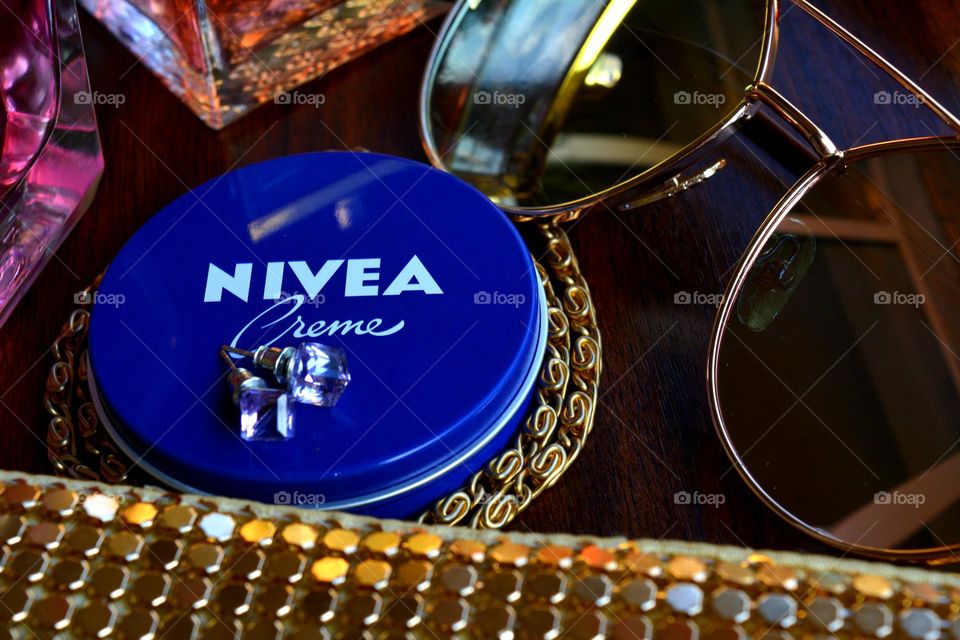 Nivea cream and female accessories love Nivea brand