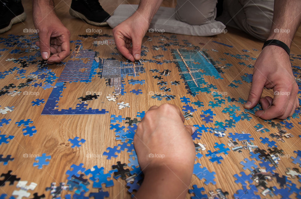 Working together on a puzzle