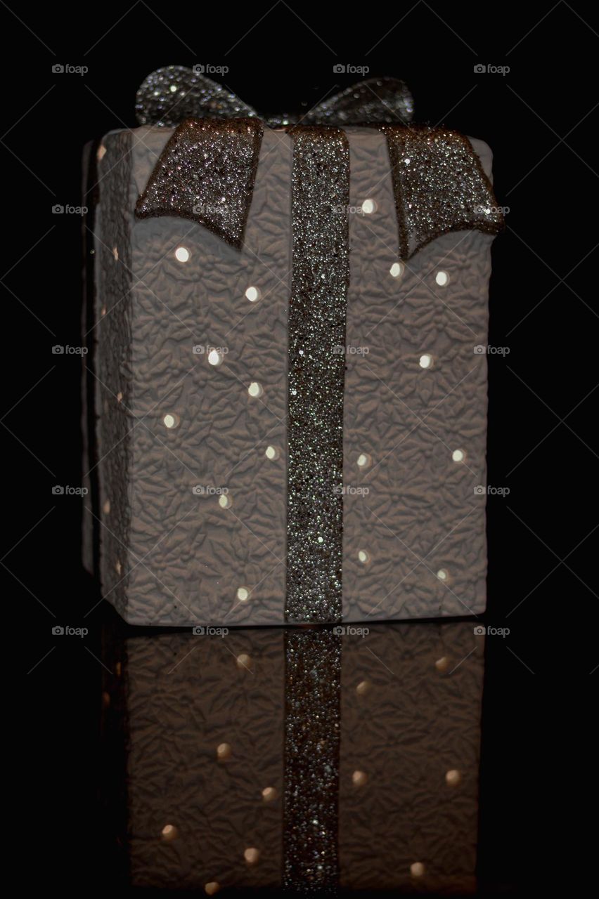 white and silver present decoration