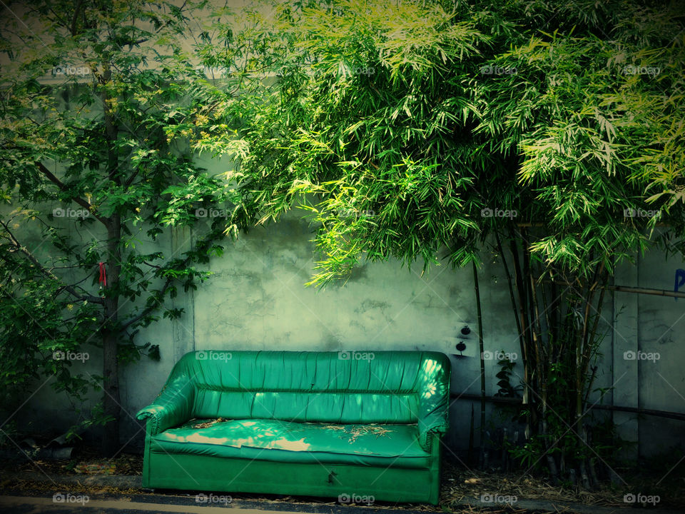 rest in the garden. Sofa for rest around the nature