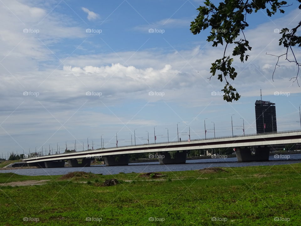 Bridge through Daugava river in Riga
