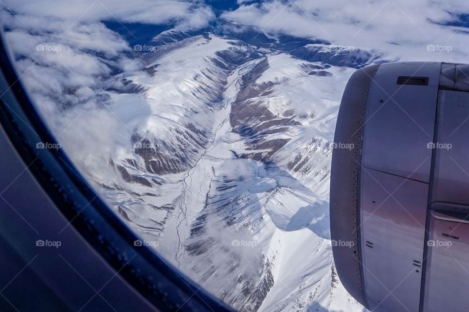Flying somewhere over the Southern Alps, heading from east to west, New Zealand 