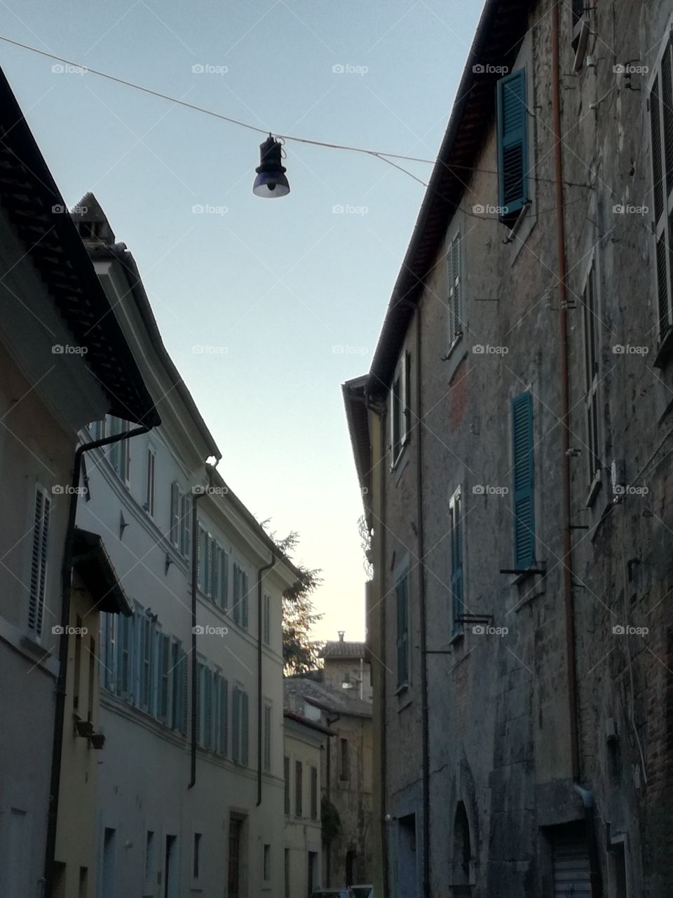 The old part of Rieti town. At sunset