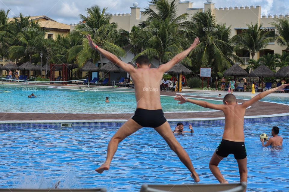 Father and son having fun on vacation