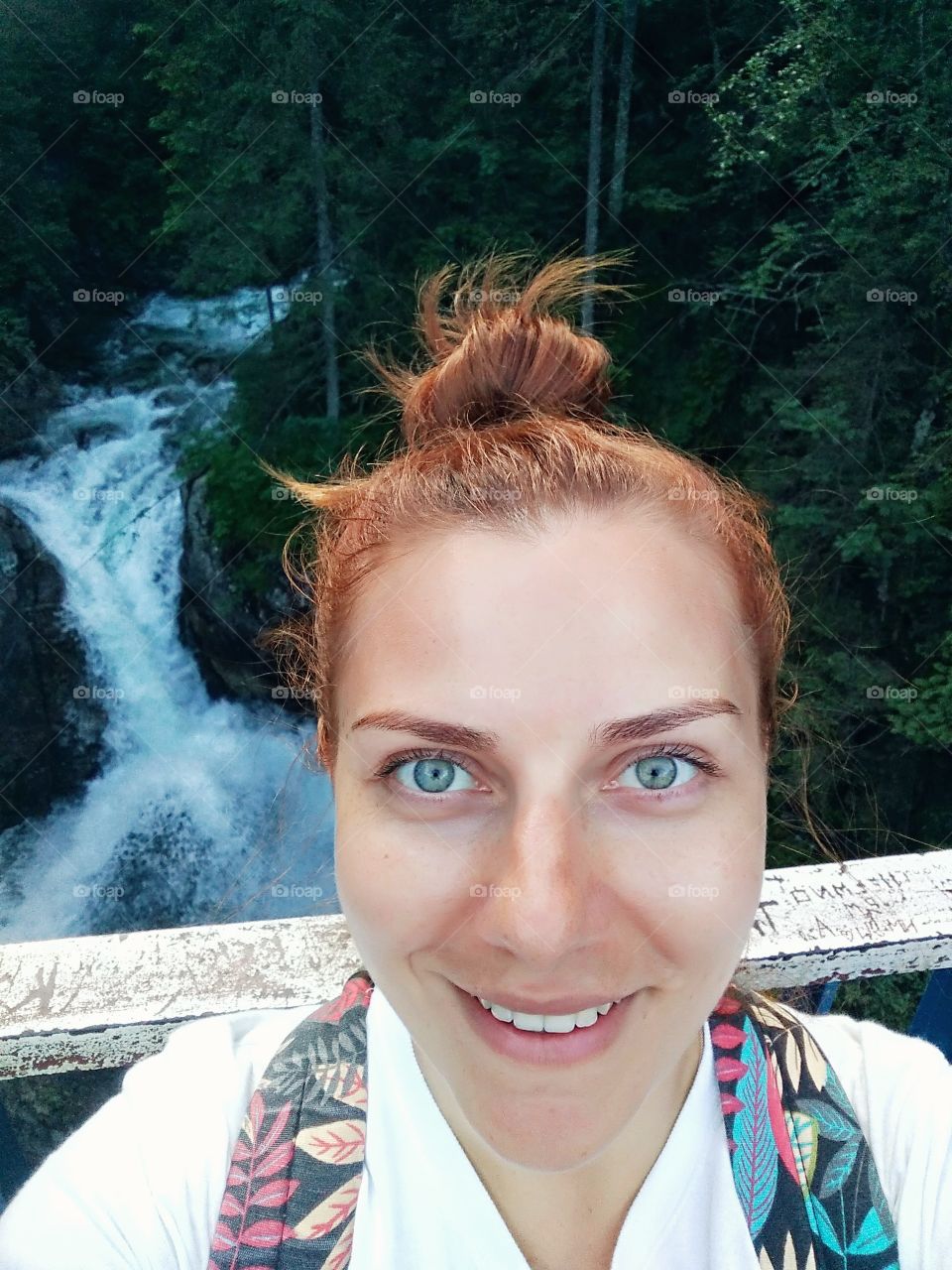 Polish Tatras. Waterfall and girl