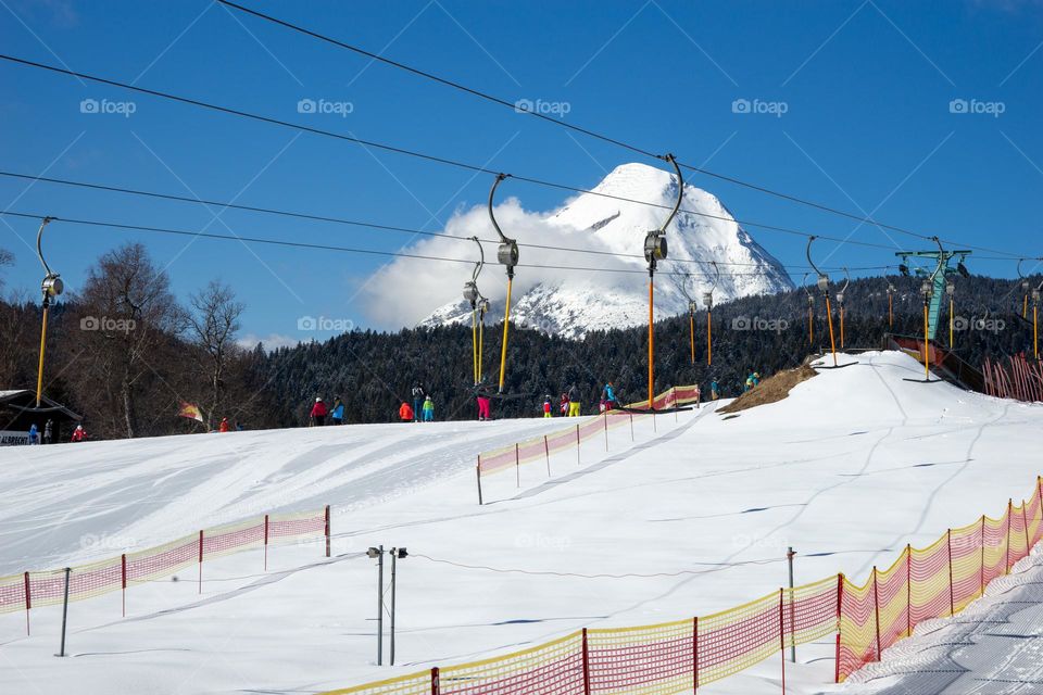 ski lift in the mountains