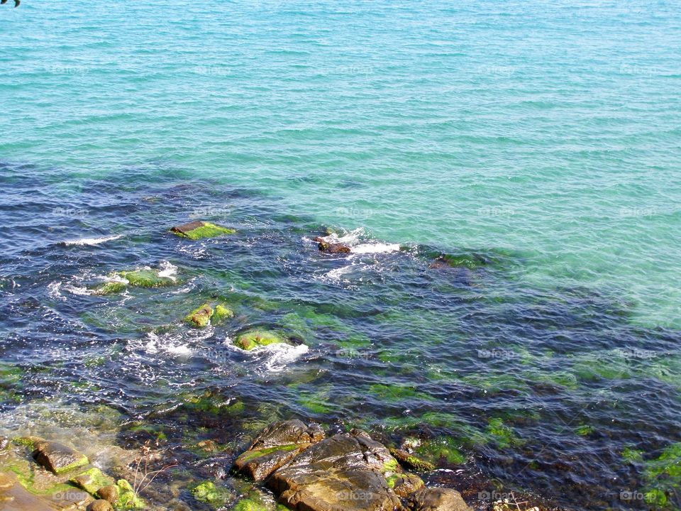 Rocky coastline of the sea