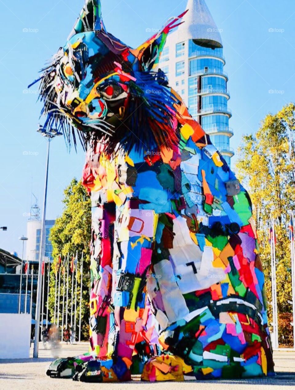 Giant Coloured Cat, Street Art, Art, Deco, Modern Art 