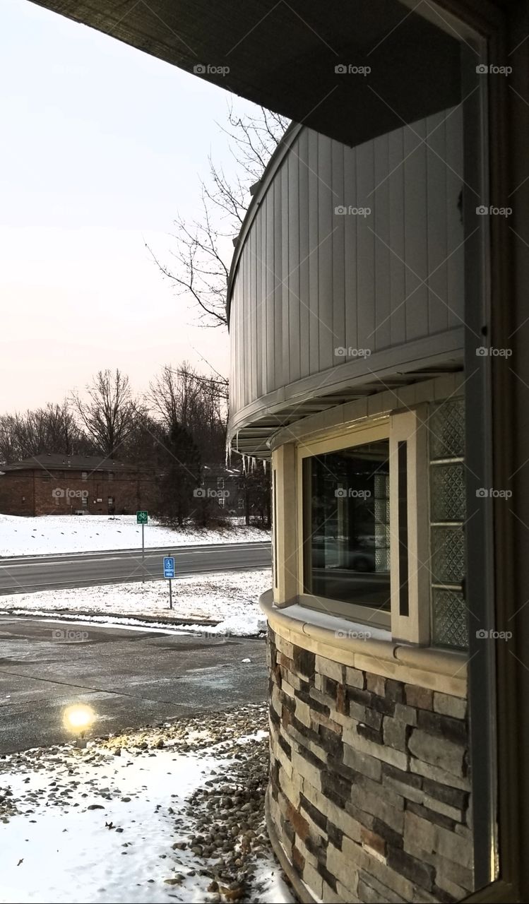 Icicles on a curved building