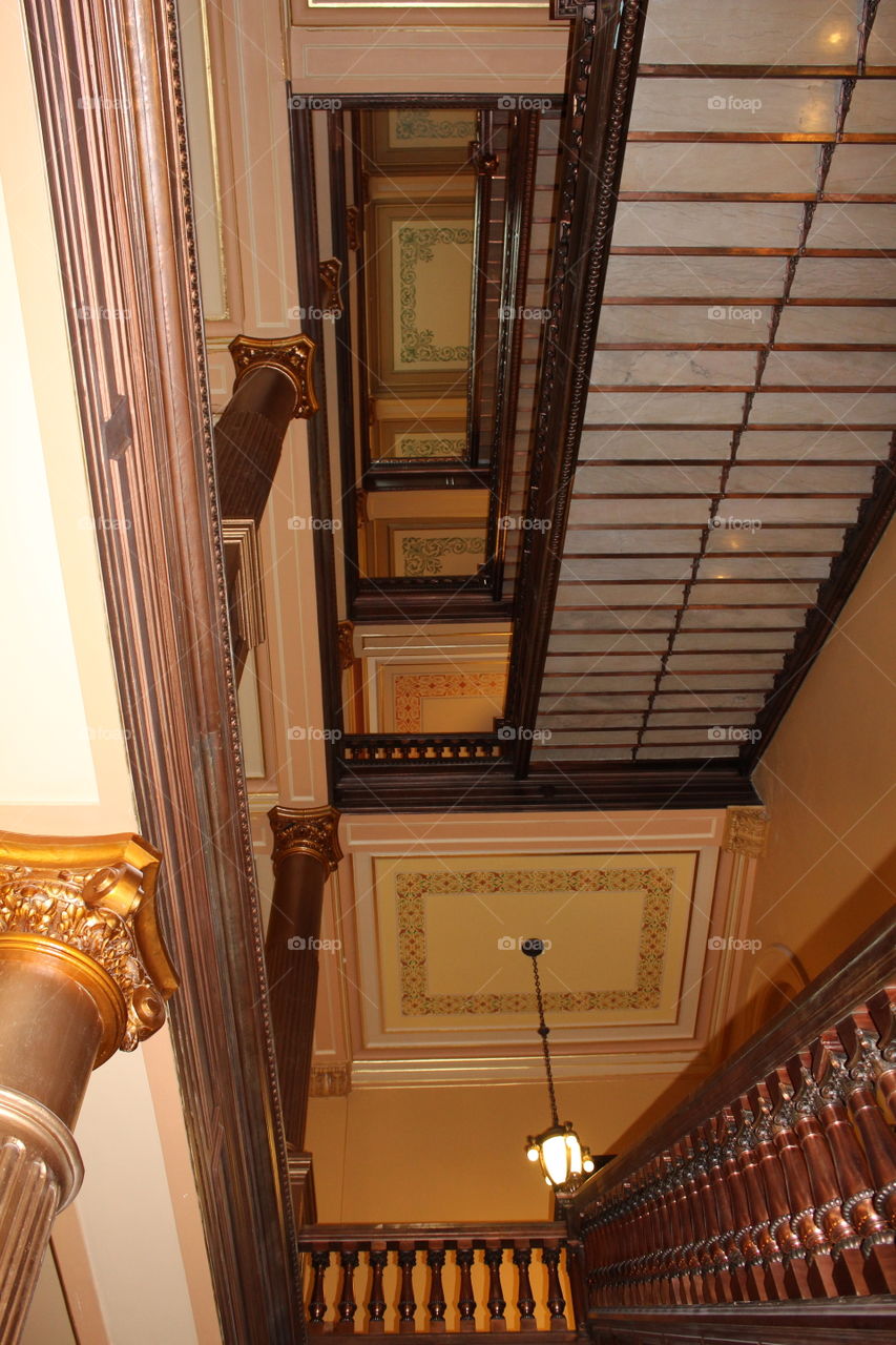 Stairs inside the Kansas State Capital building in Topeka, Kansas 