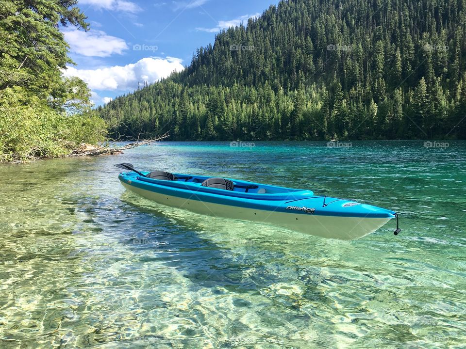 Canoe on the lake in British Columbia, Canada. 