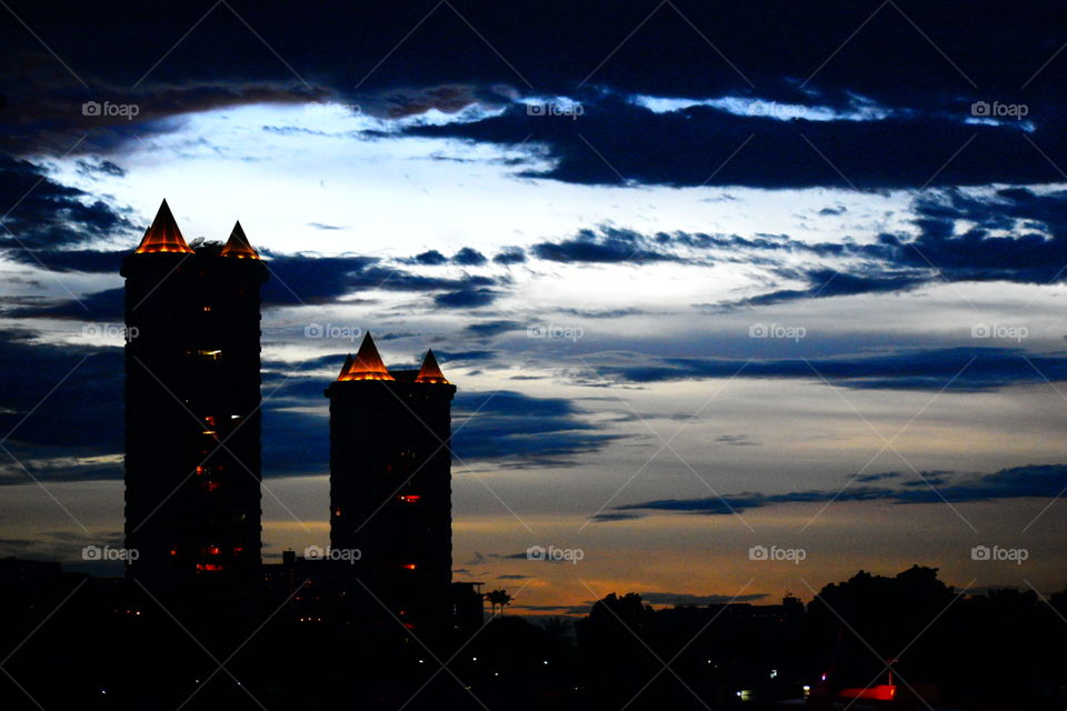 The skyscrapers touching the soothing sky
