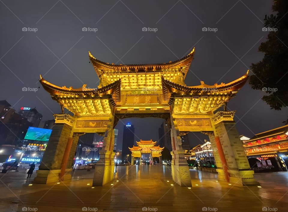 Ancient China's city gate, beautiful, tourist attraction