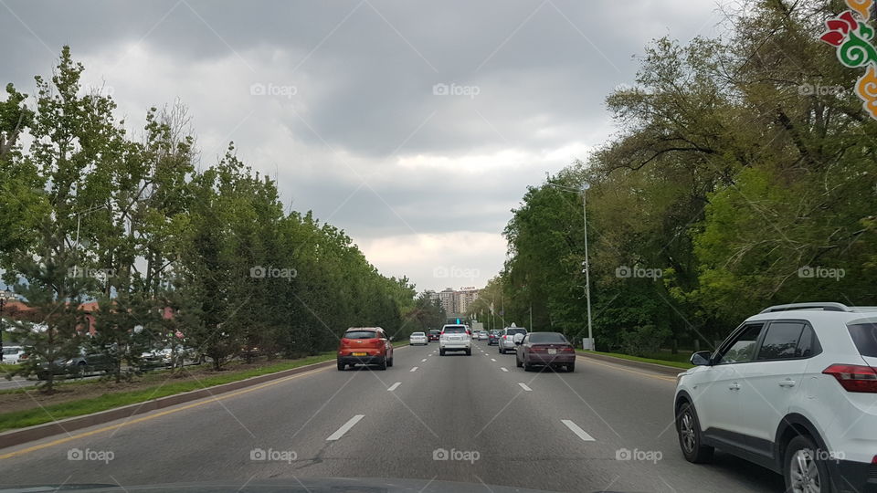 road view in the evening