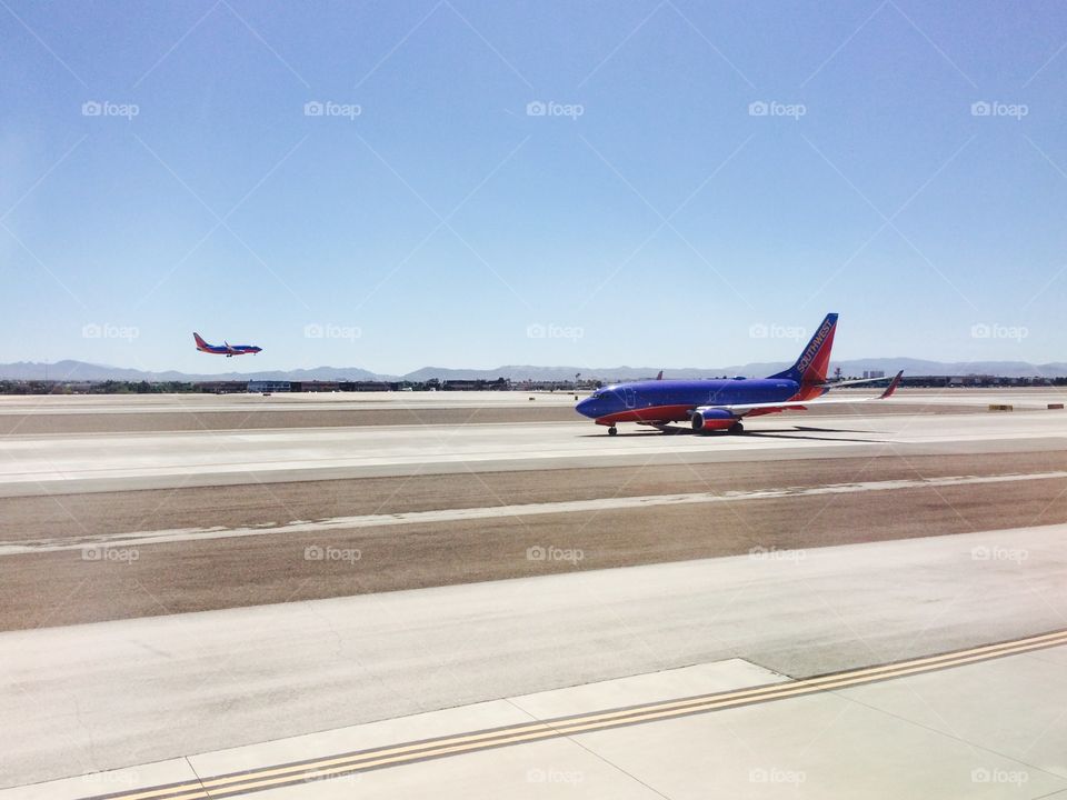 Taxi for take off at an international airport 