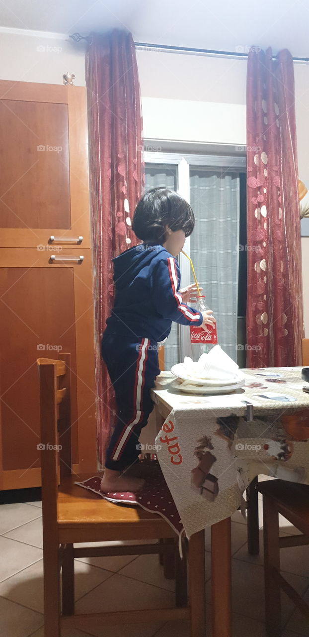 drinks the CocaCola in secret