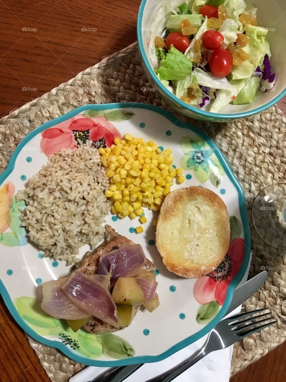 Pork Chops with Red Onion and Granny Smith Apples