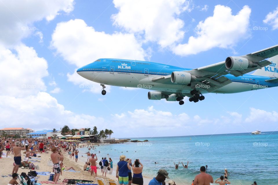 Maho Beach. Maho Beach, St. Maarten 2015 747 flyover.