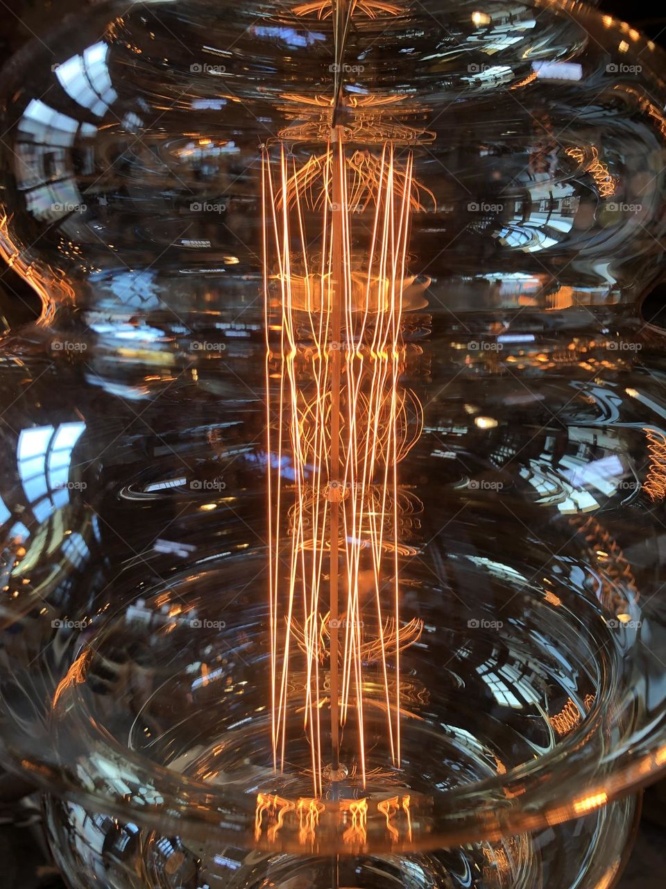Abstract Fall colors inside a glass electric lamp