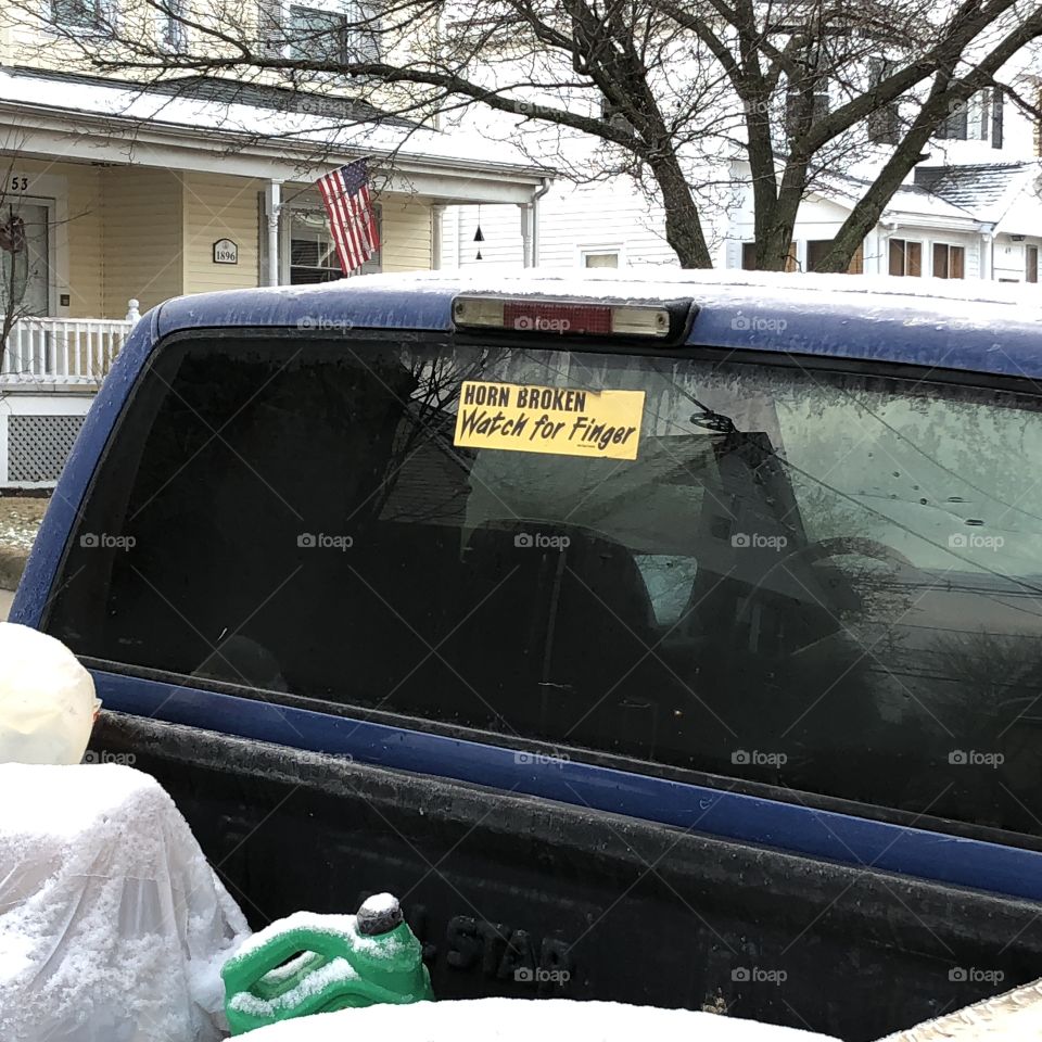 Message on rear window....