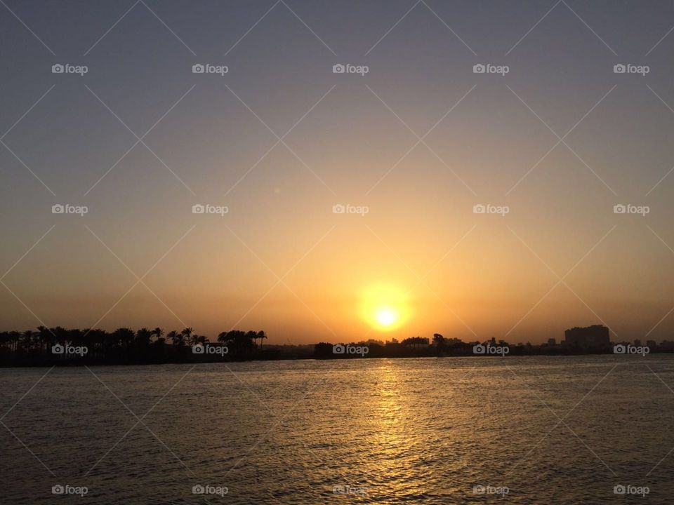 sunset on Nile river. Giza, Egypt