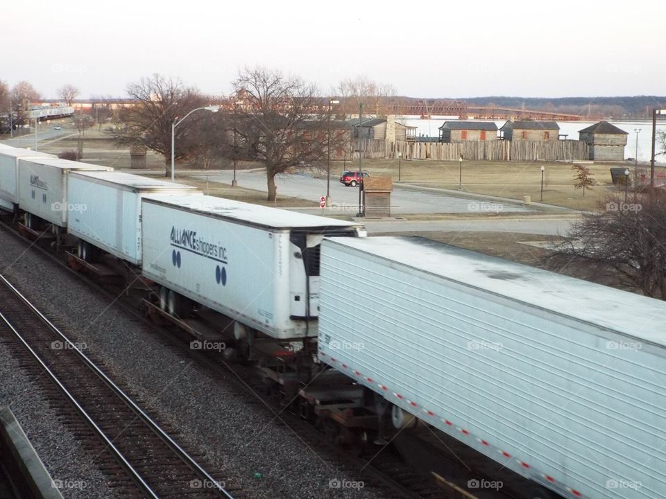 Train going under the bridge I was on