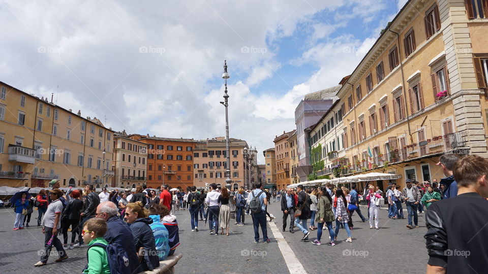 City, Street, Many, Group, People