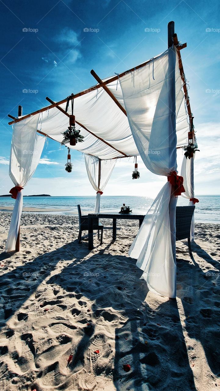 Romantic beach wedding tent