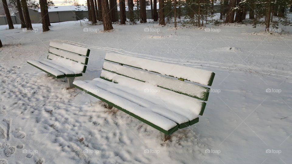 Pew in snow