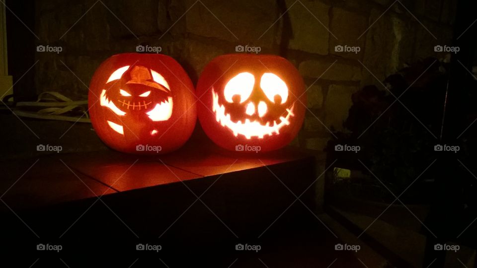 Carved halloween pumpkins