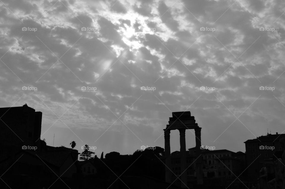Roman forum black and white