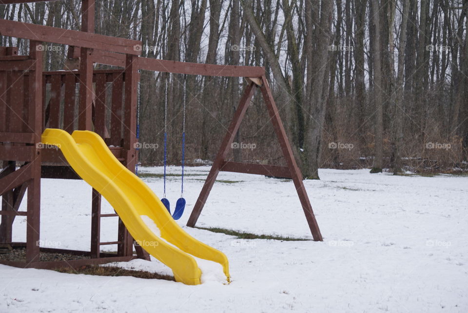 Winterized playground. 