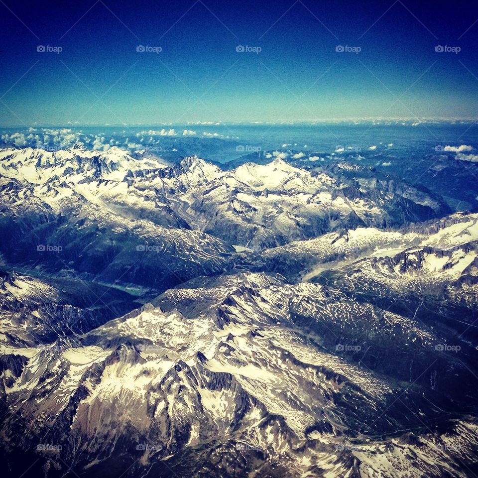 Aerial view over the alps