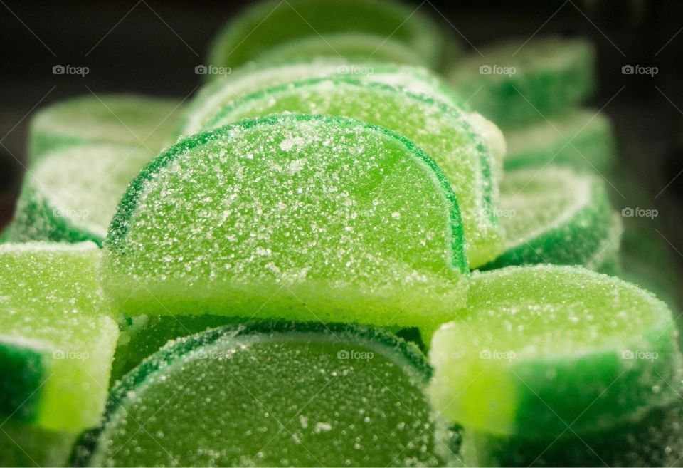 Lime green candy slices