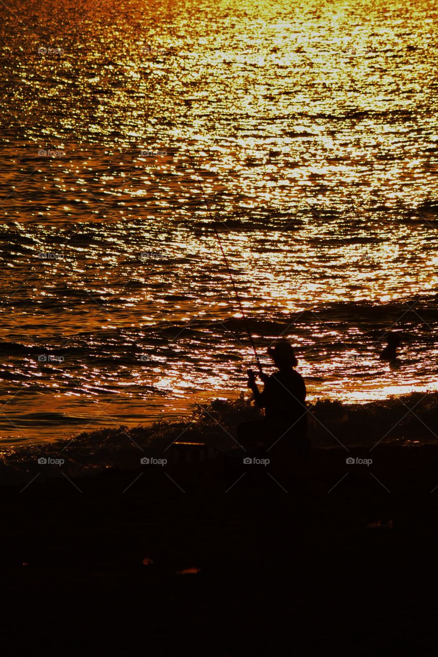 fishing in the sunset in Alanya turkey