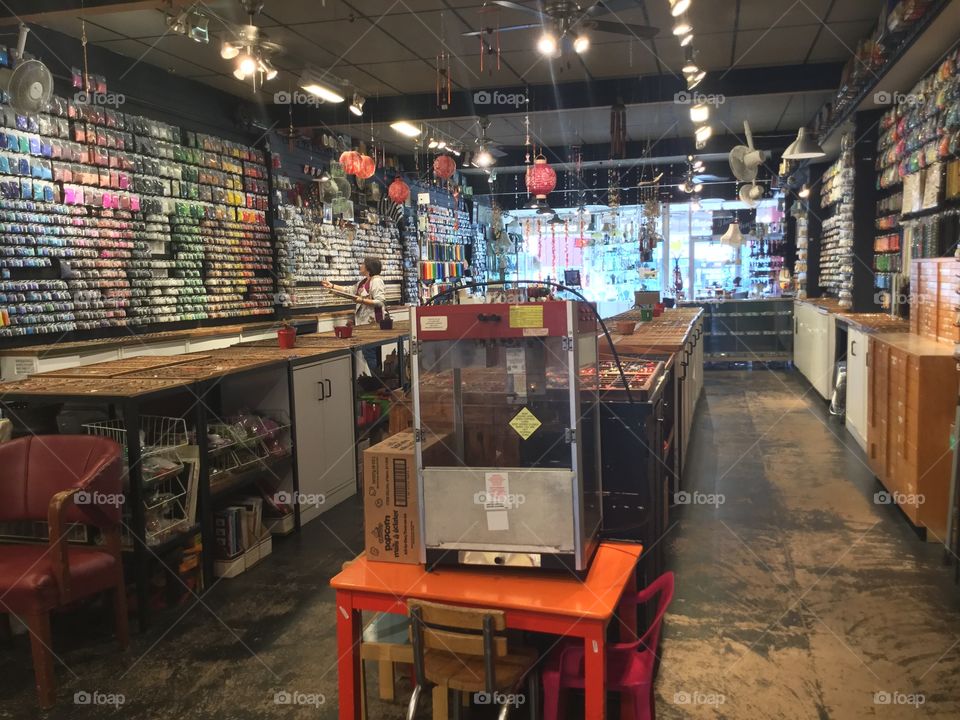 This is a bead store in my hometown. It’s called “Strung Out on Beads” and is in the Historical Downtown of the City I live in.