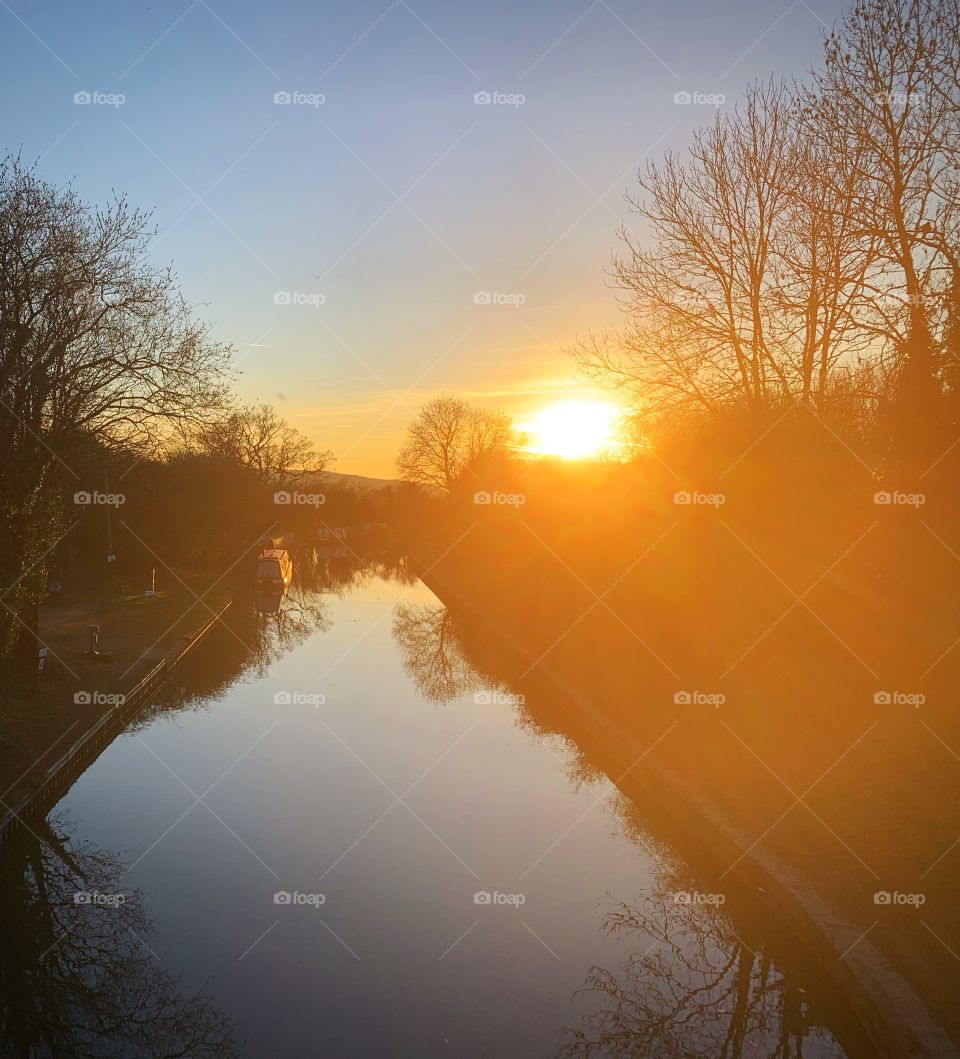 Canal sunset Warwickshire 