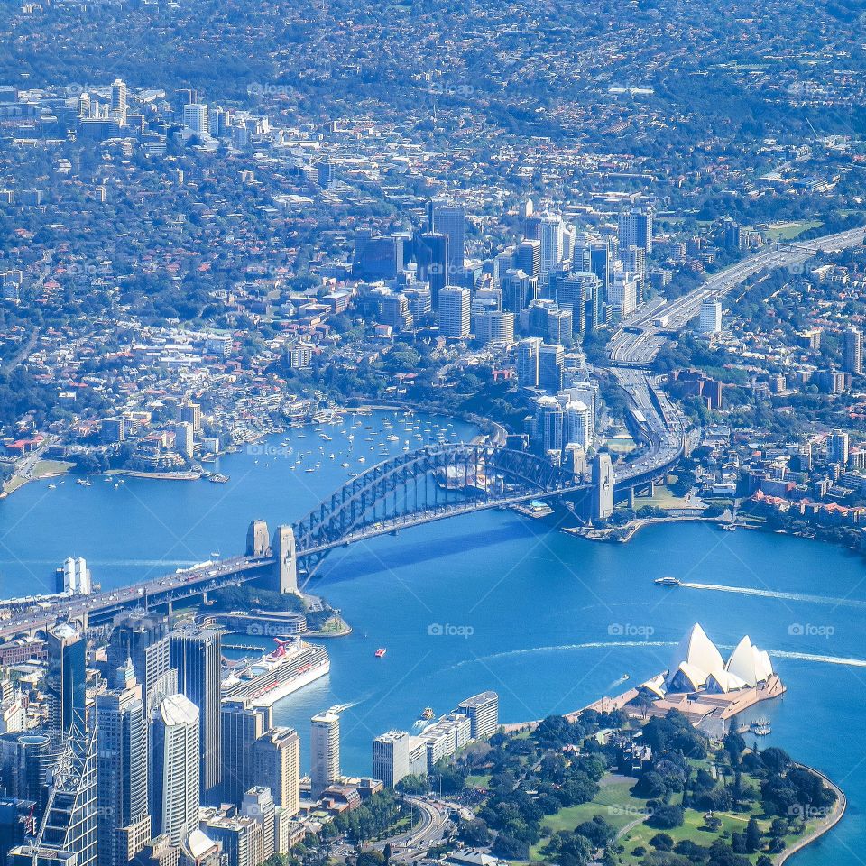 Flying over Sydney