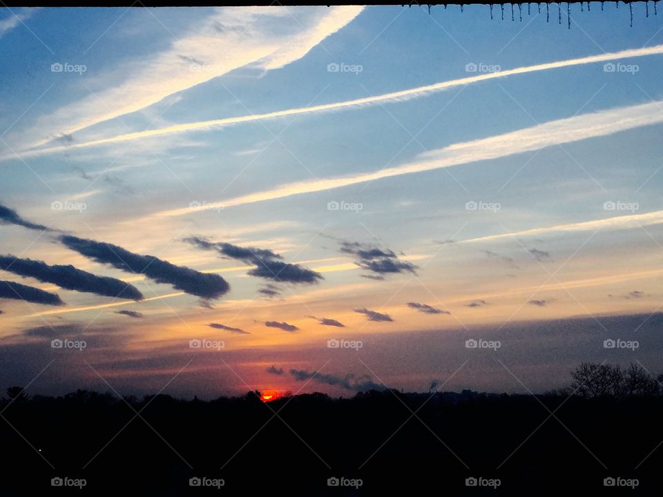 Sunrise in Boston. Cloud 