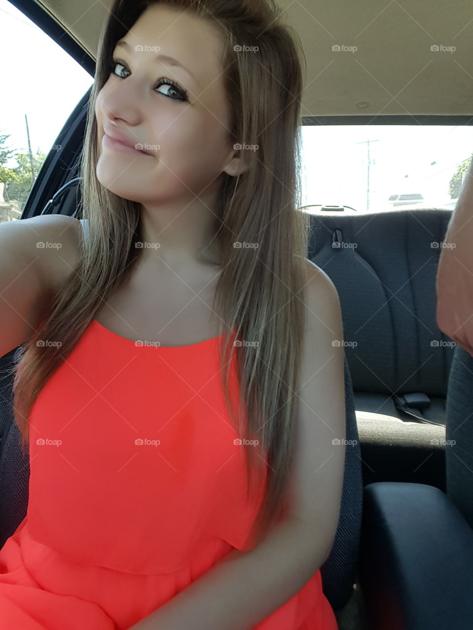 Woman, Car, Indoors, Pretty, Sit