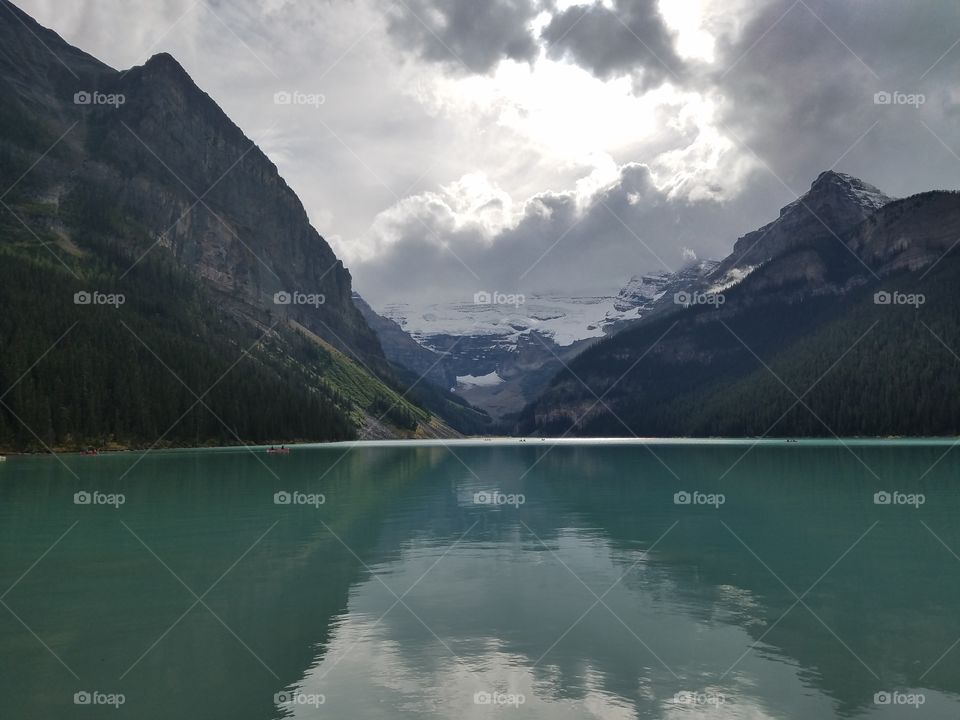 Lake Louise on an overcast day