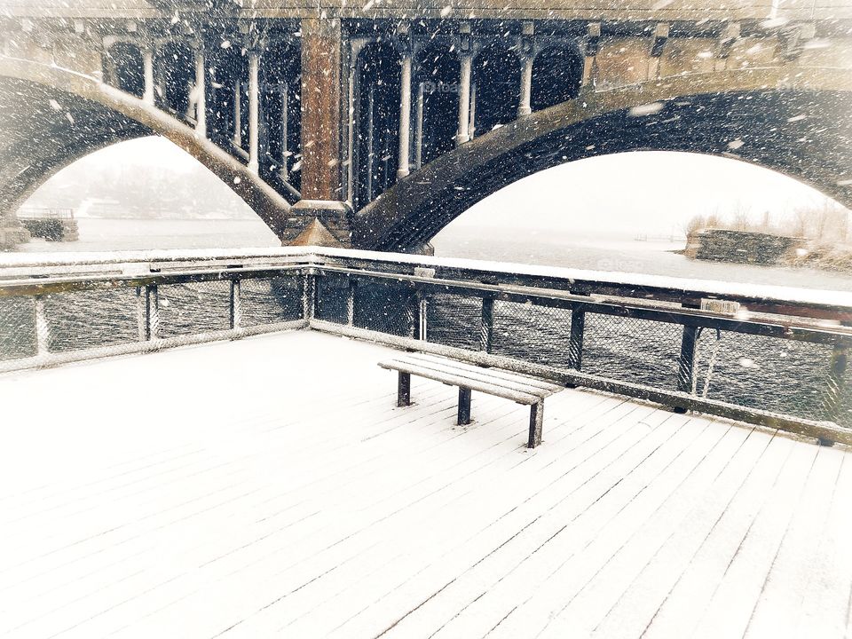 Washington/Devon bridge during today’s nor’easter 