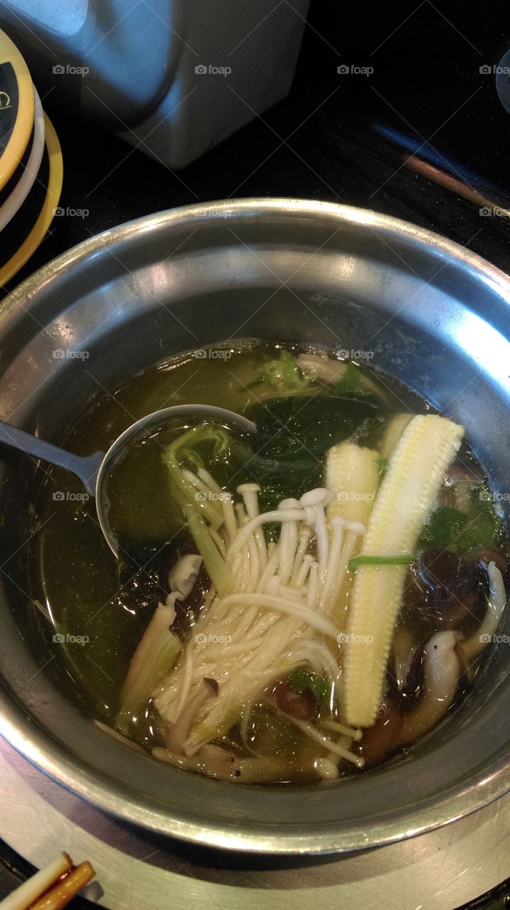 A pot of vegetables soup