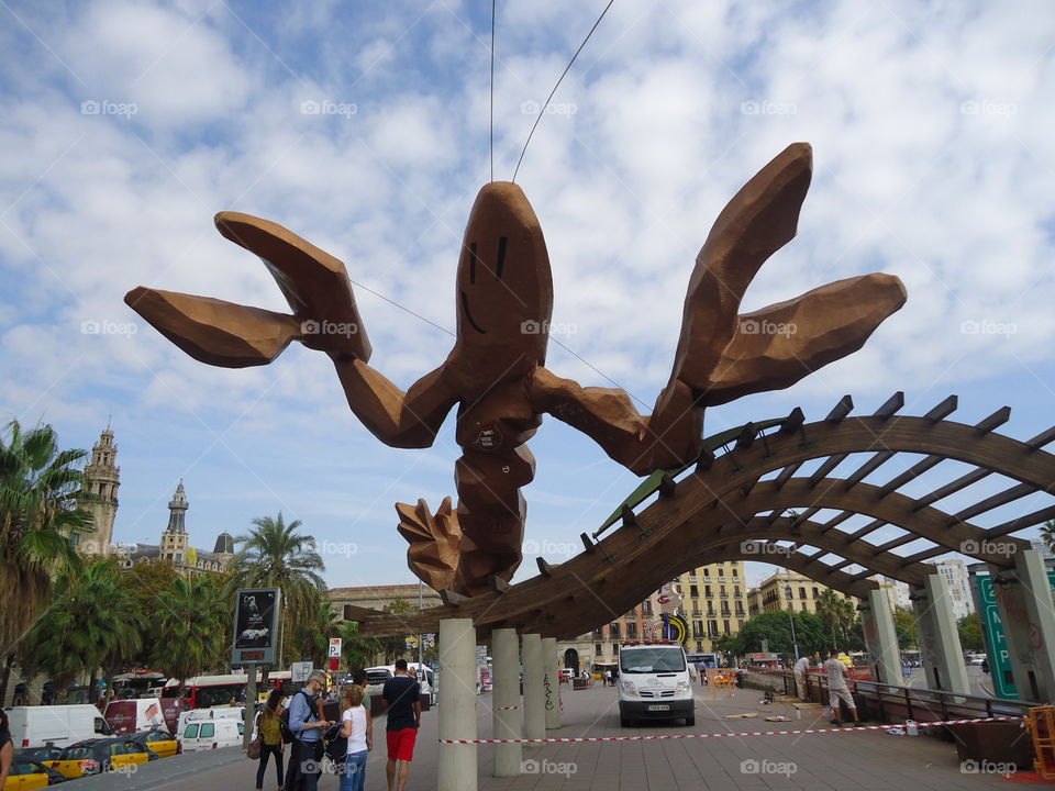 Gigantic lobster statue