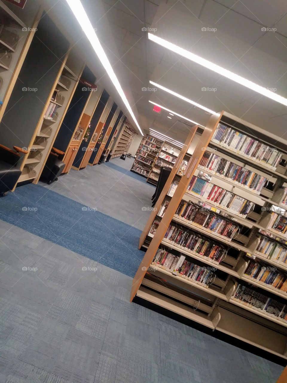 Bookshelves at the library