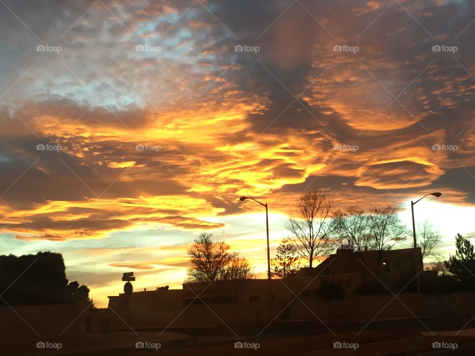 Enchanting orange sunset in beautiful New Mexico
