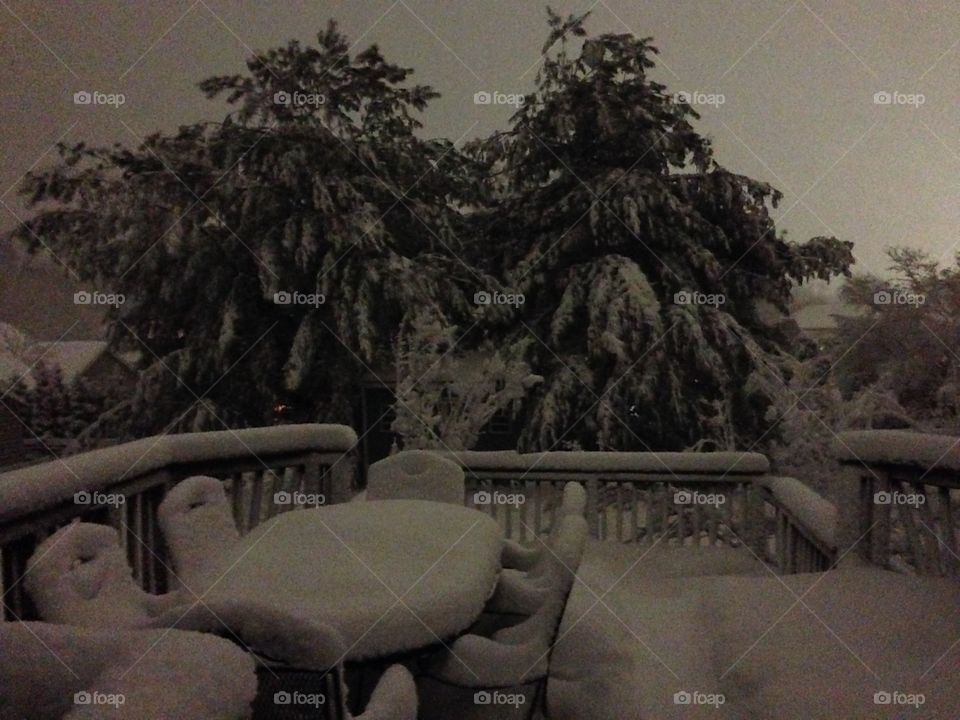 Snow covered deck