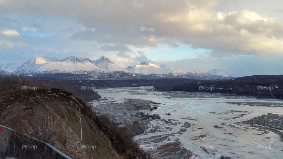 Scenic view of river in winter