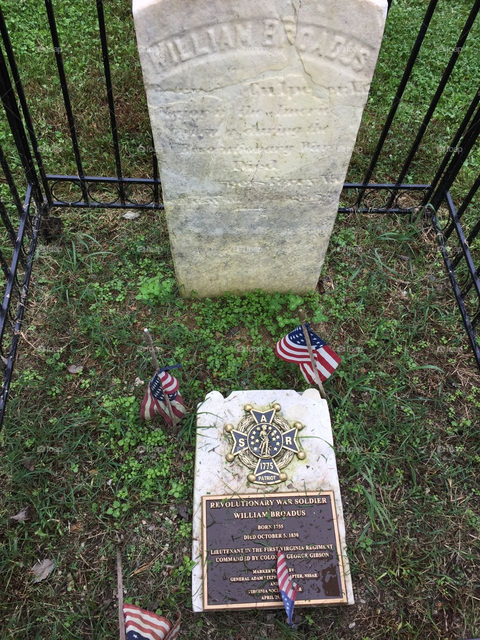 William Broadus Revolutionary War Soldier historic grave site at Harper’s Ferry cemetery. 