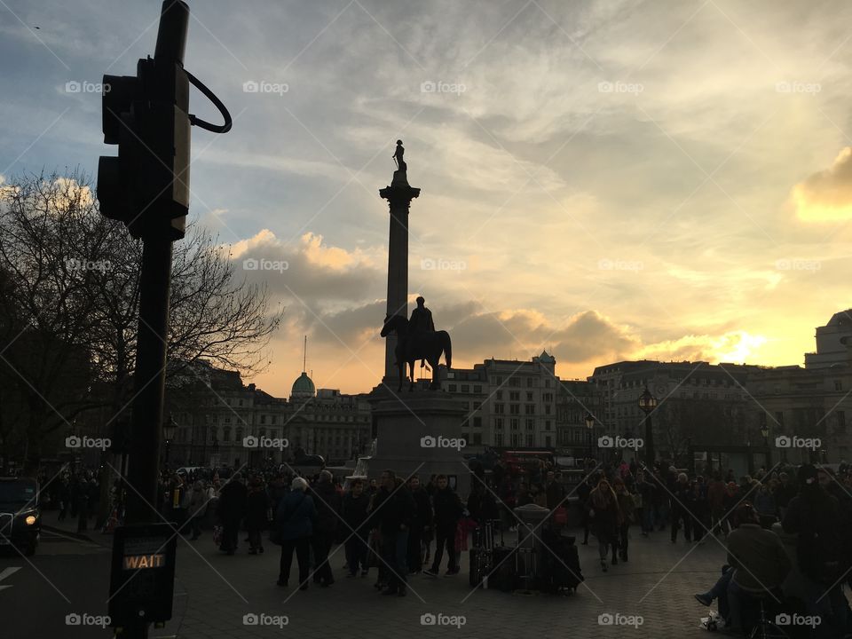 Sunset in Trafalgar Square